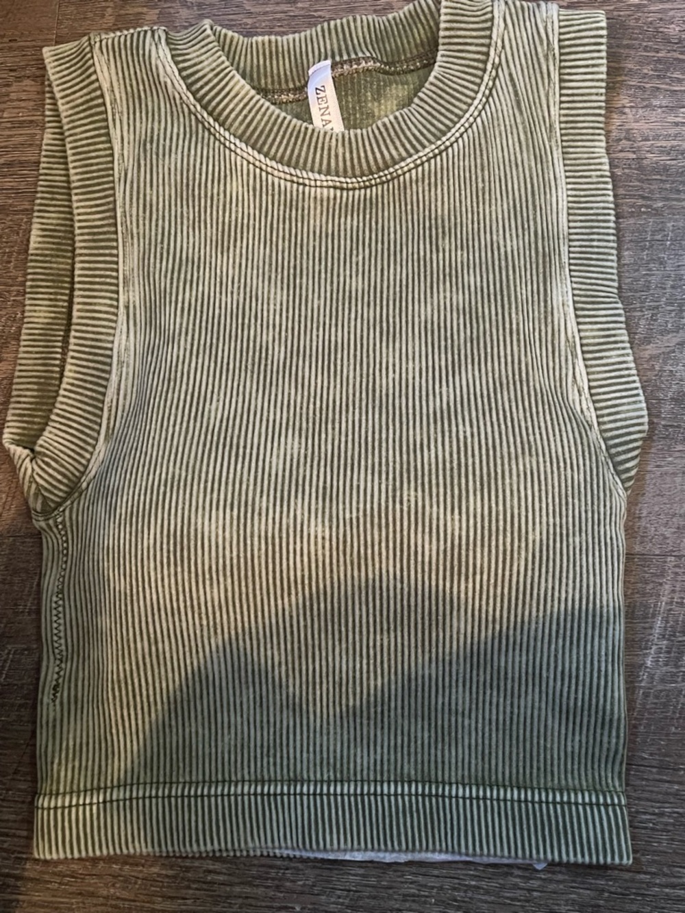 Olive Ribbed Sleeveless Crop Top